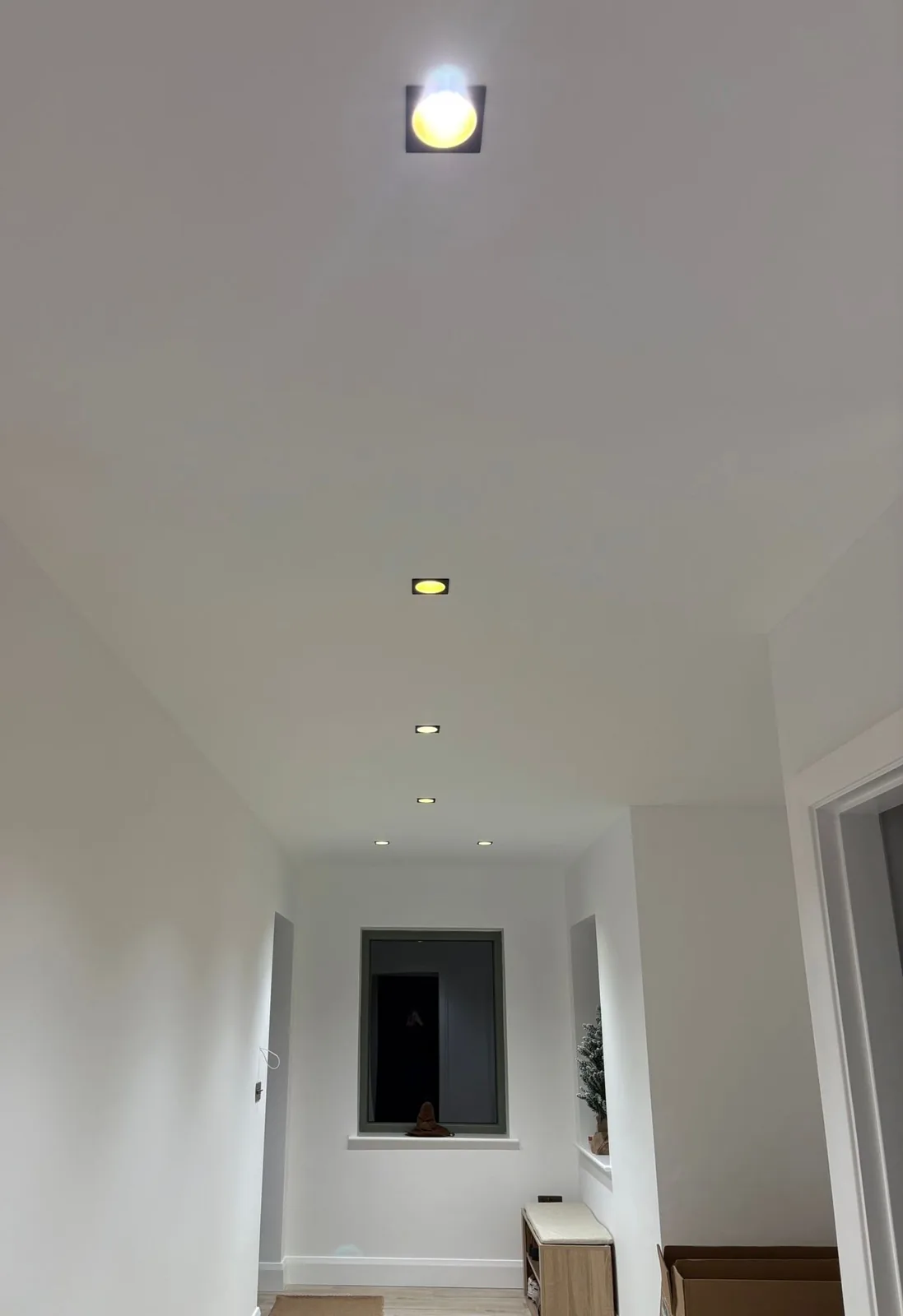 Square downlighters in a Bantry new-build hallway by Henry Deane Electrical