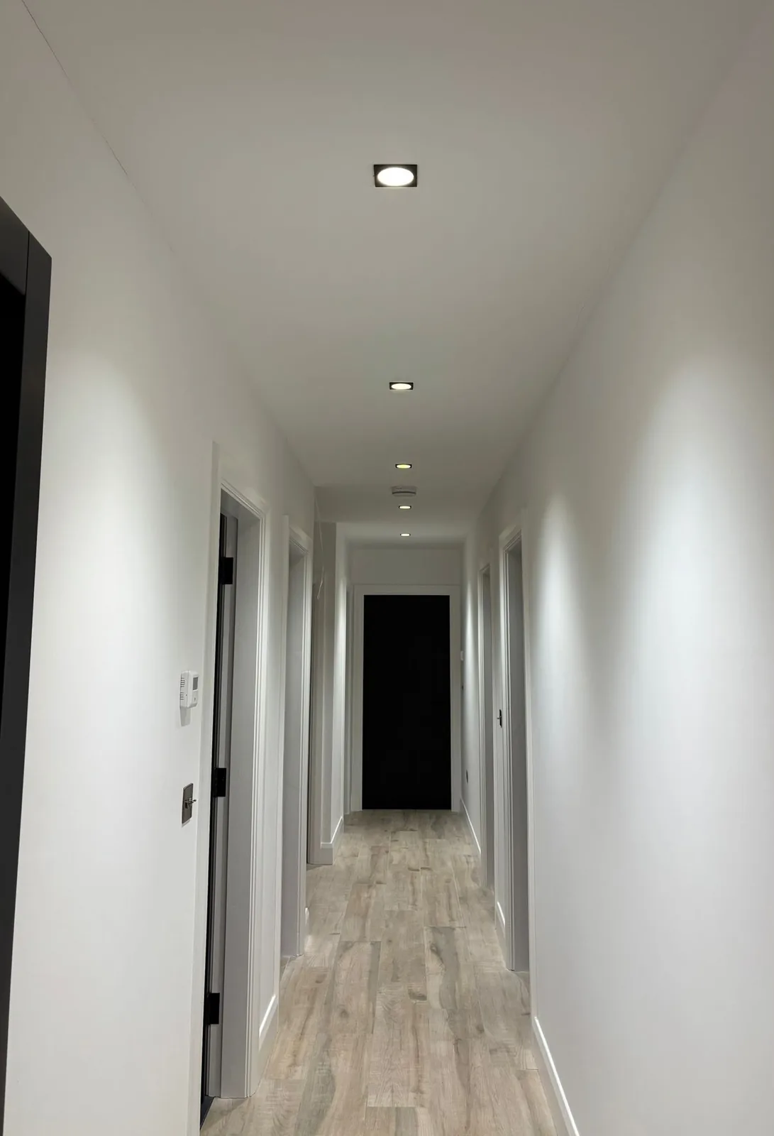 Bedroom corridor downlighting in a Bantry new-build by Henry Deane Electrical